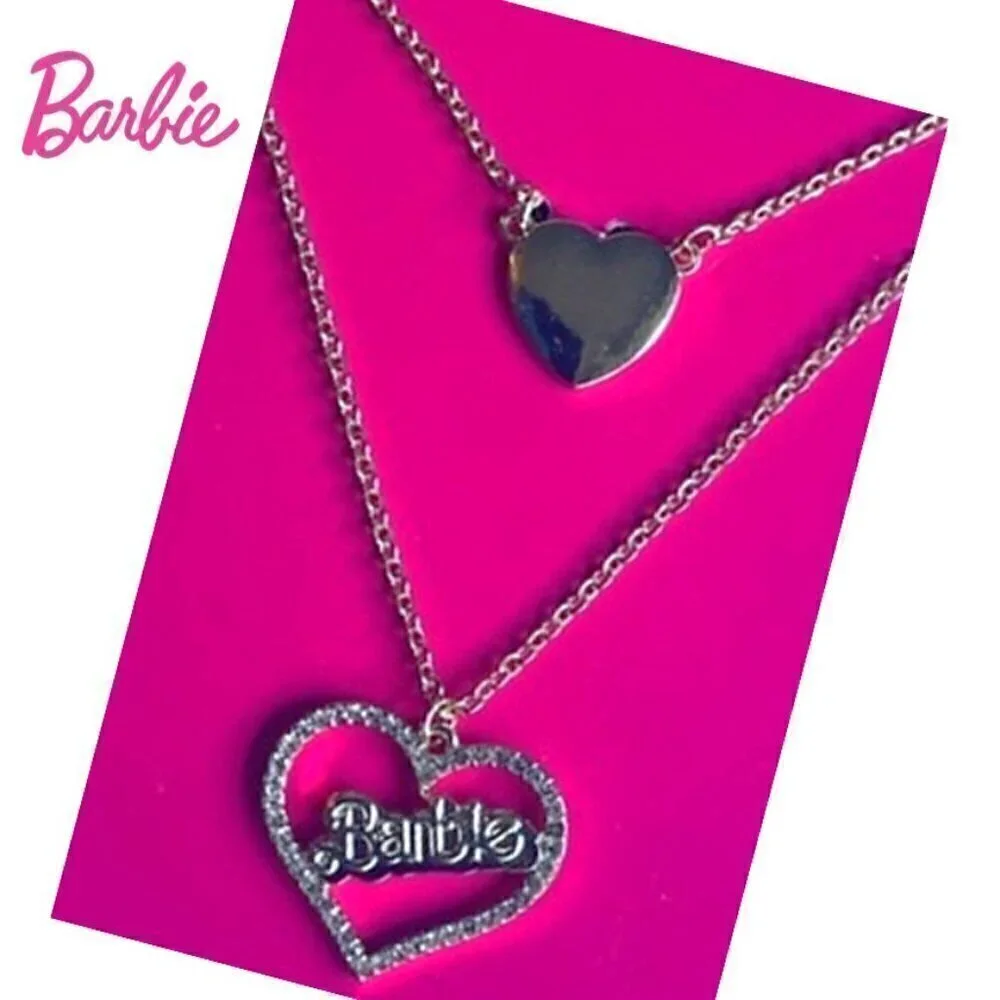 Barbie The Movie Layered Heart Necklace NWT